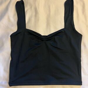 Small Cropped Black Tank top with middle rouche in black